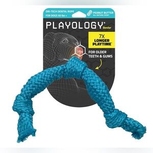 Playology Dog Toys Dri-Tech Dental Rope Dog Toy Gentle on Teeth Peanut Scented L